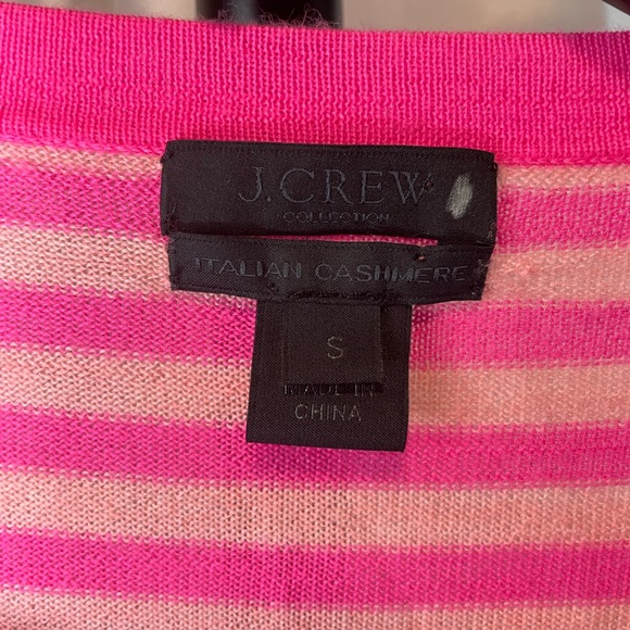 J. Crew 100% Italian Cashmere Sz small Neon and baby pink striped cardigan - Picture 3 of 11